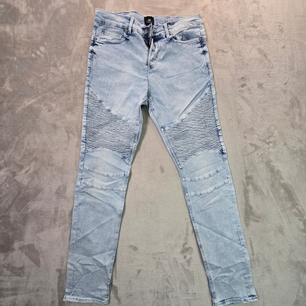HM Skinny Fit Light Wash Blue Denim Jeans Mens Size 32 Cotton Stretch 31x31